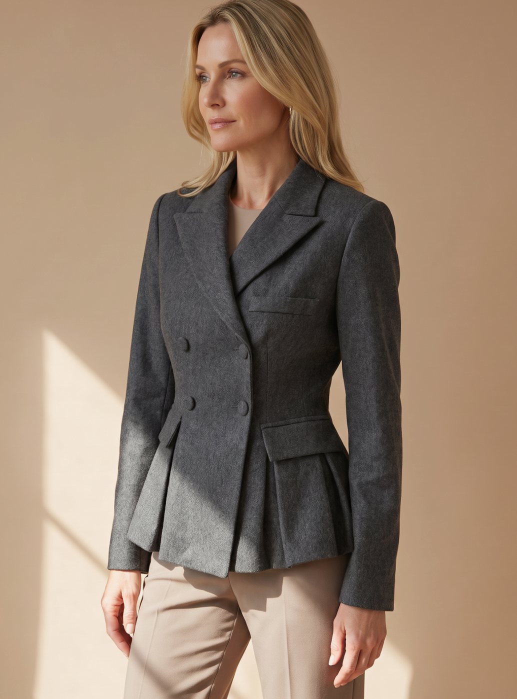 Greta | Taillierter Peplum-Blazer mit Doppelreihe