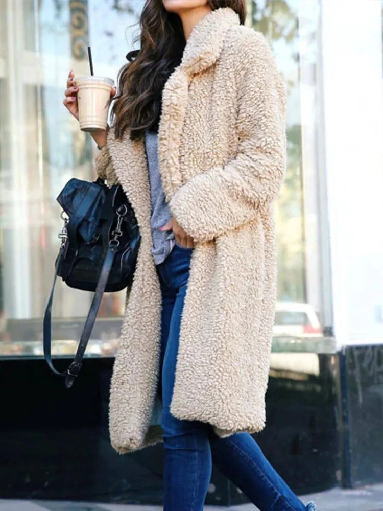 Alina | Langer Wintermantel im Teddy-Stil