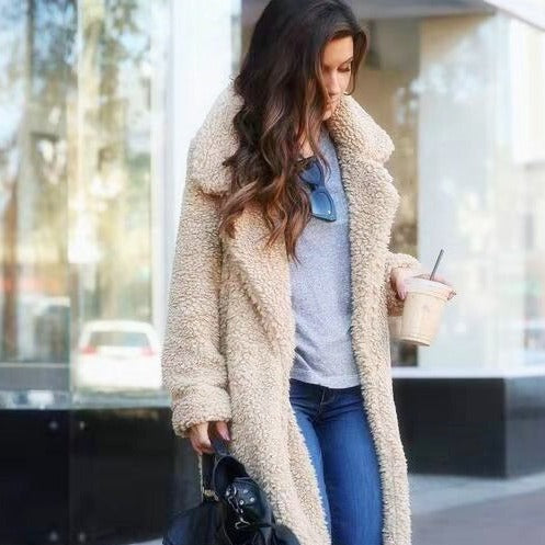 Alina | Langer Wintermantel im Teddy-Stil