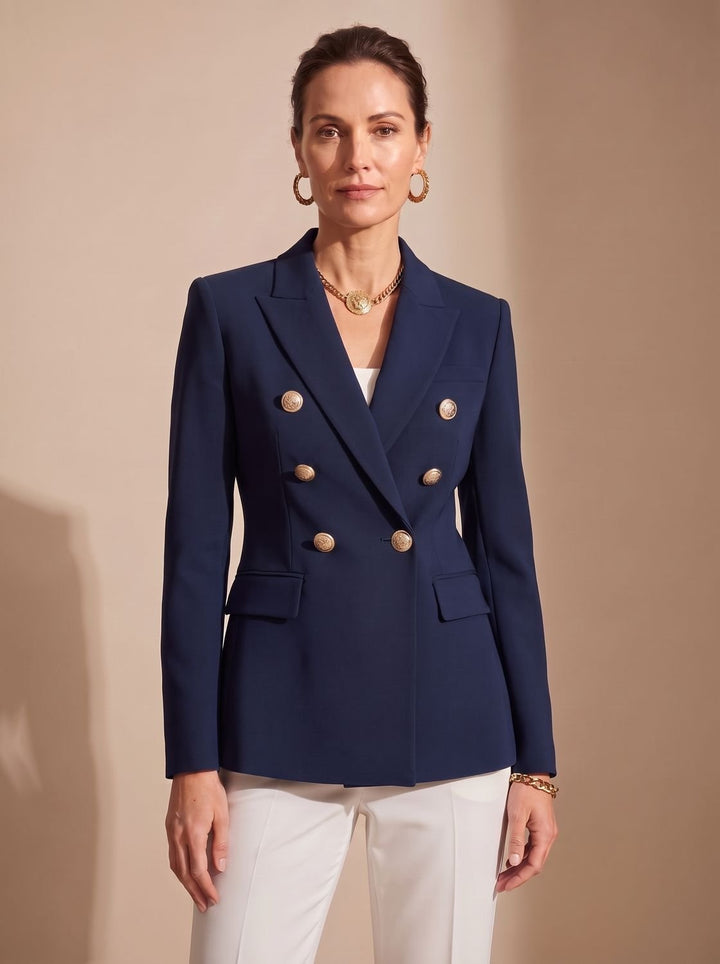 Elfriede | Taillierter Zweireiher-Blazer mit Goldknöpfen