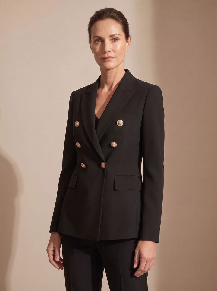Elfriede | Taillierter Zweireiher-Blazer mit Goldknöpfen