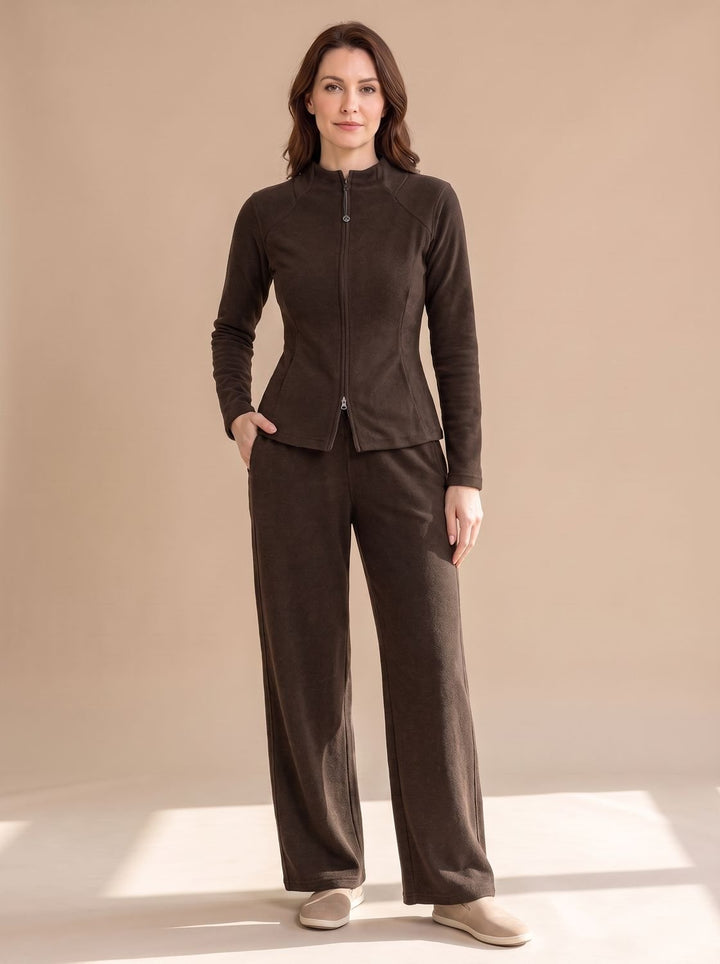 Meike | Taillierte Strickjacke mit Reißverschluss und weiter Hose