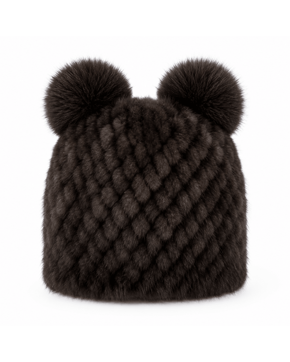 Runa | Kunstfell-Beanie mit Doppel-Pompon