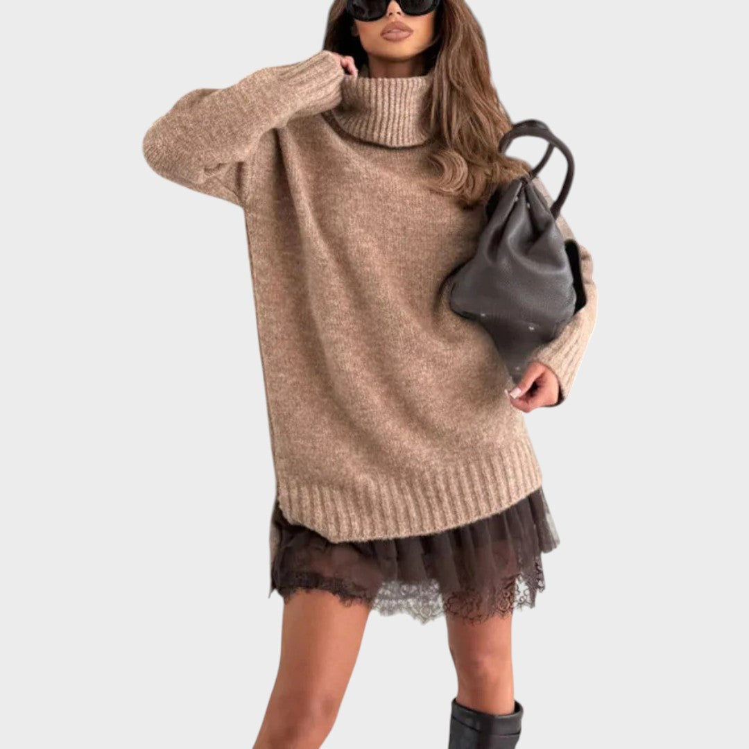 Eleonora | Strickkleid-Set mit Spitzenunterkleid
