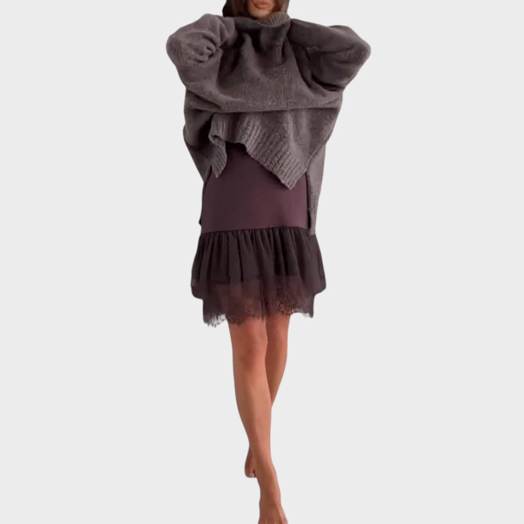 Eleonora | Strickkleid-Set mit Spitzenunterkleid