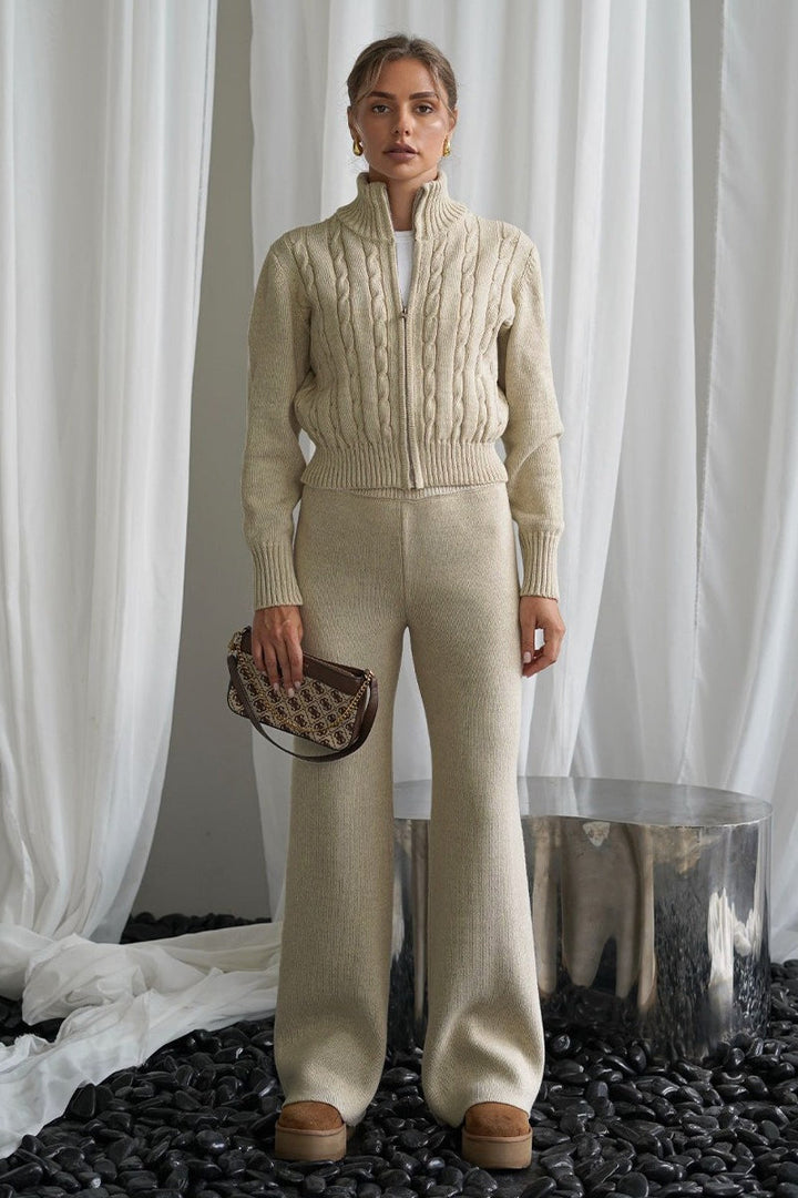 Emilia | Strickset mit Zopfmuster und gerader Hose