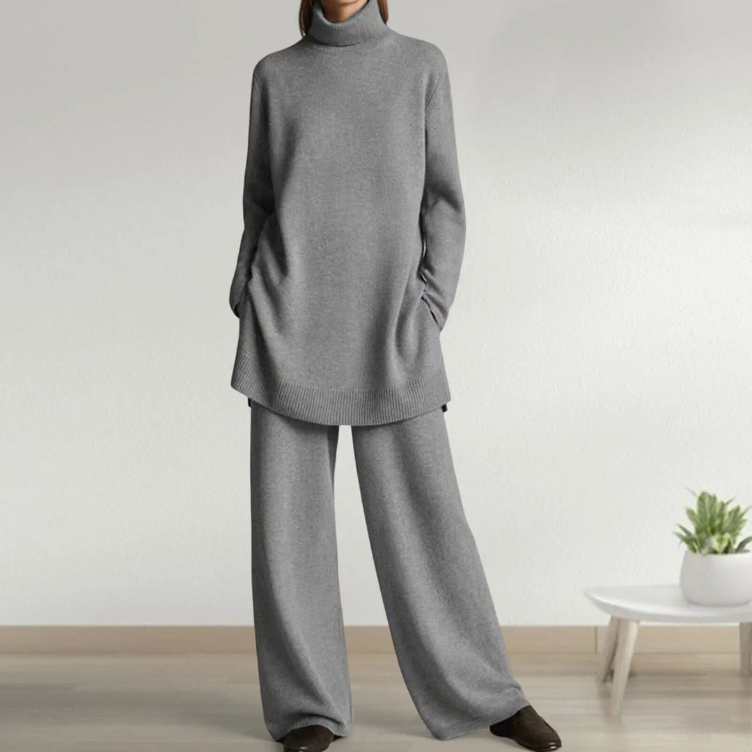 Ludmilla | Rollkragen-Strickset mit weiter Hose
