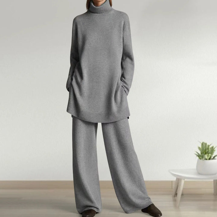 Ludmilla | Rollkragen-Strickset mit weiter Hose