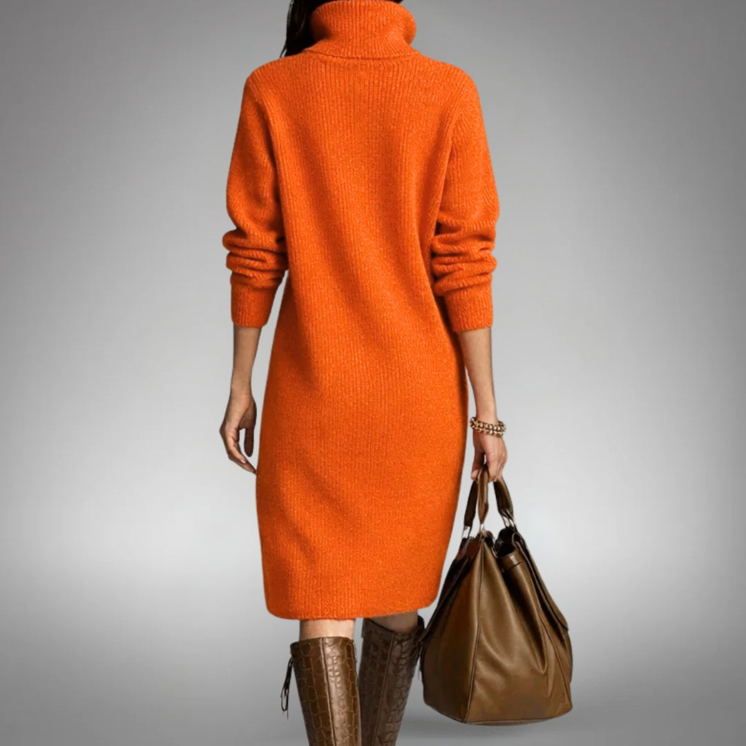 Philippa | Lockeres Midi-Pulloverkleid mit Knopfkragen