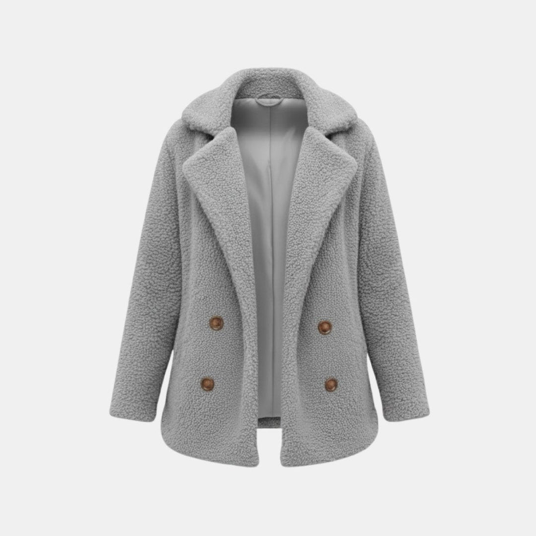 Kianna | Doppelreihiger Teddymantel mit Revers