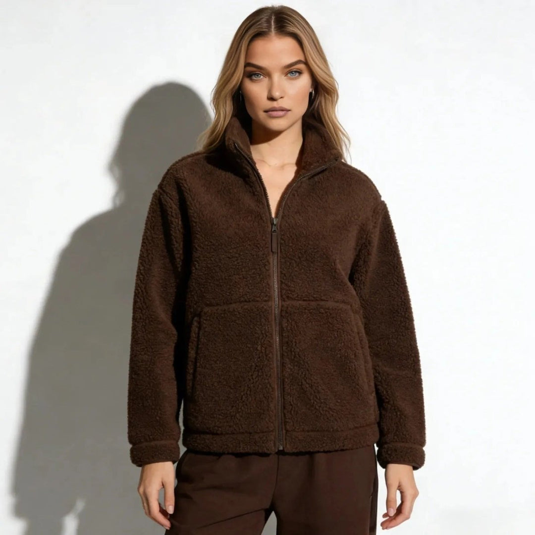 Julie | Weiche Sherpa-Fleecejacke mit hohem Kragen