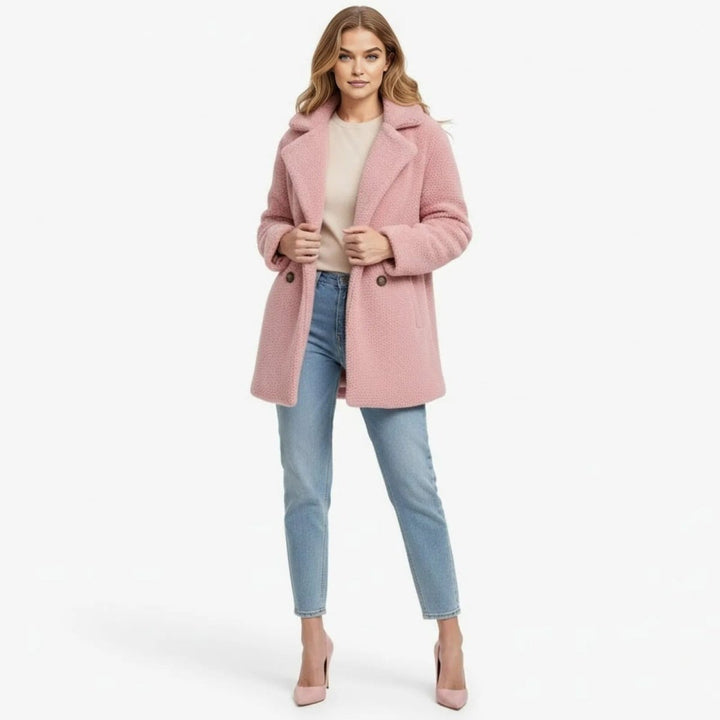 Kianna | Doppelreihiger Teddymantel mit Revers