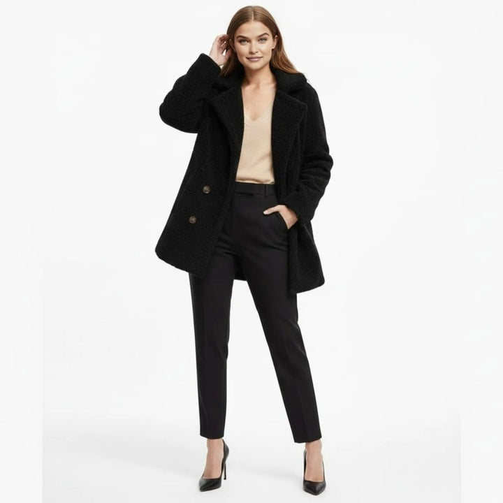 Kianna | Doppelreihiger Teddymantel mit Revers
