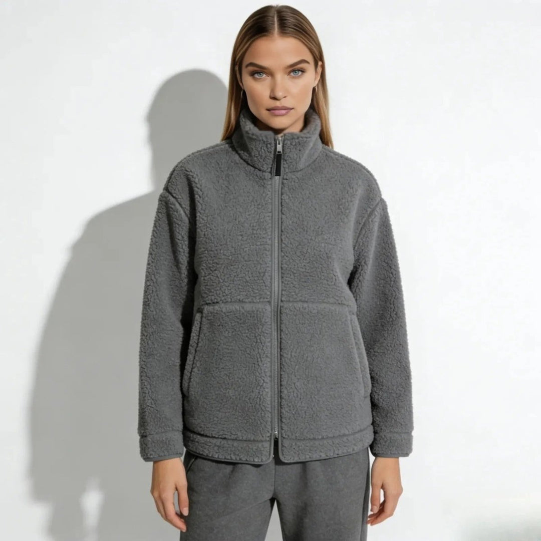 Julie | Weiche Sherpa-Fleecejacke mit hohem Kragen