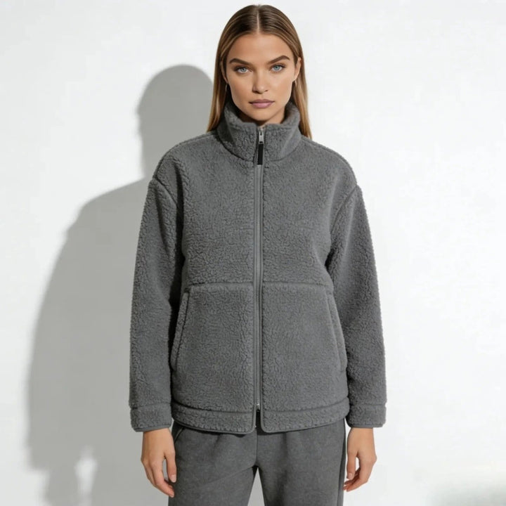 Julie | Weiche Sherpa-Fleecejacke mit hohem Kragen
