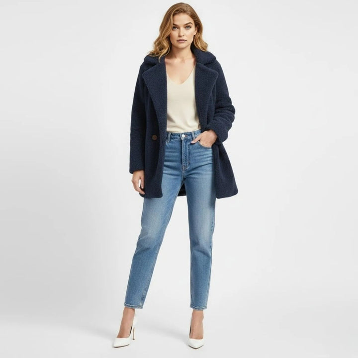 Kianna | Doppelreihiger Teddymantel mit Revers
