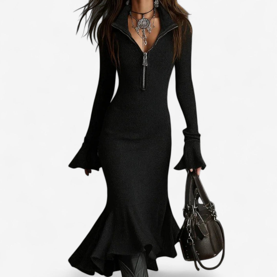 Marlene | Figurbetontes Strickkleid mit Trompetenrock
