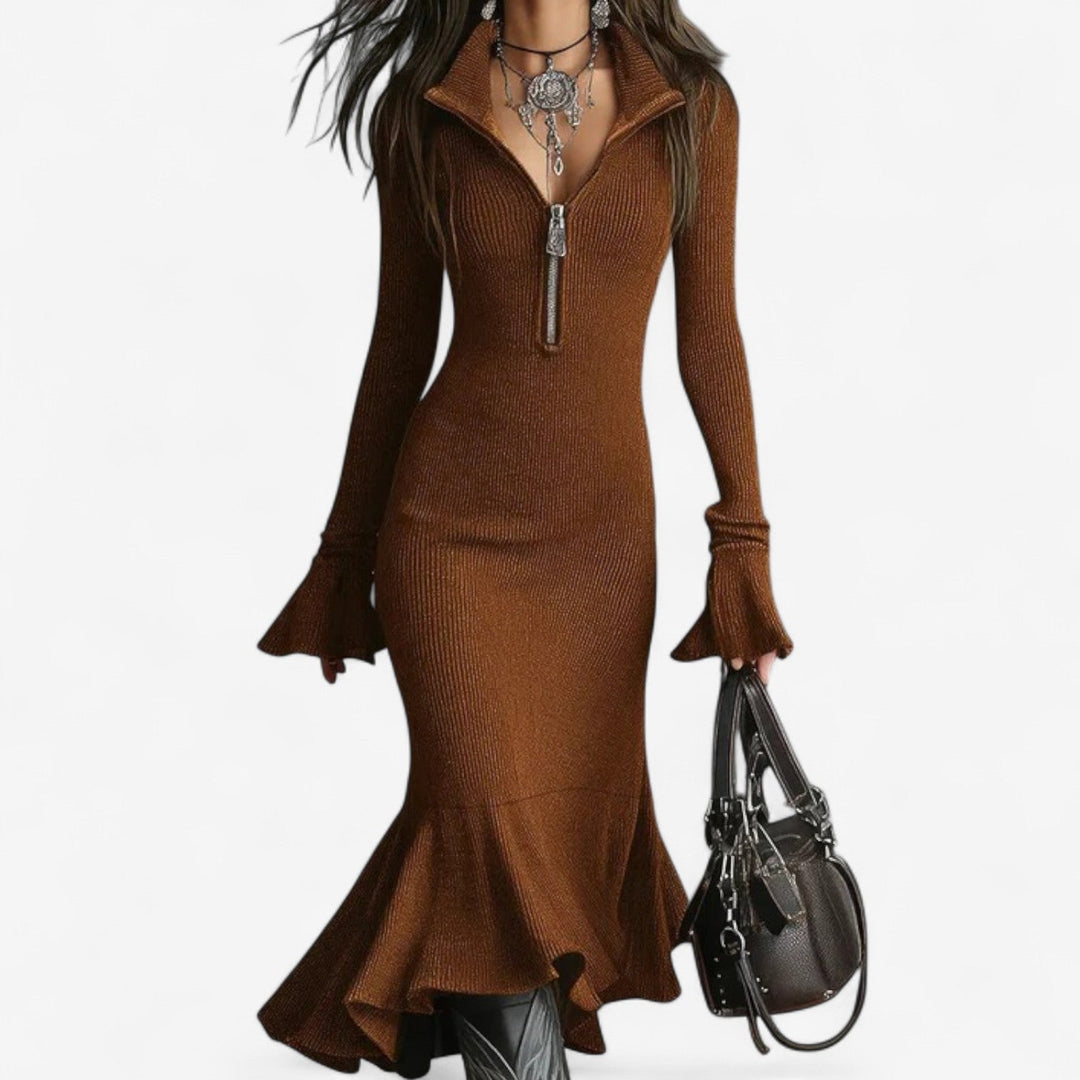 Marlene | Figurbetontes Strickkleid mit Trompetenrock