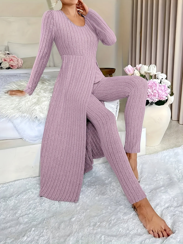 Frida | Loungewear-Set mit Rippstrick-Tunika und weiter Hose