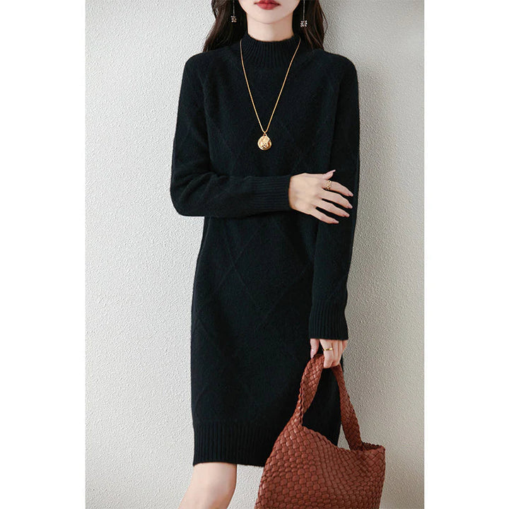 Susanne | Lockeres Strickkleid mit Rautenmuster