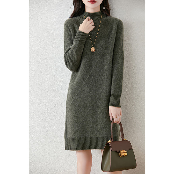 Susanne | Lockeres Strickkleid mit Rautenmuster
