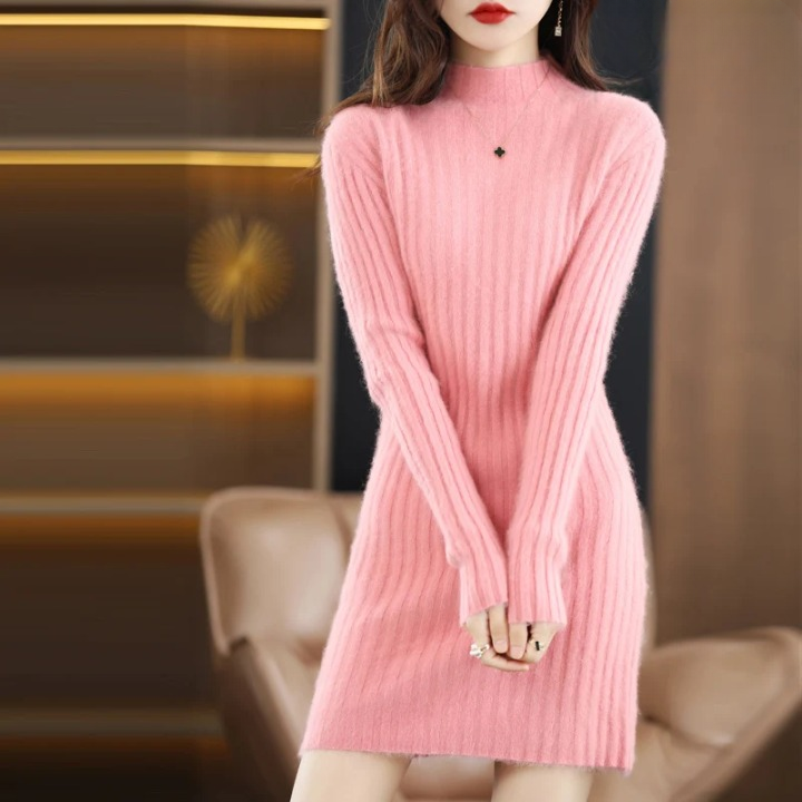Annegret | Rollkragen-Strickkleid mit langen Ärmeln