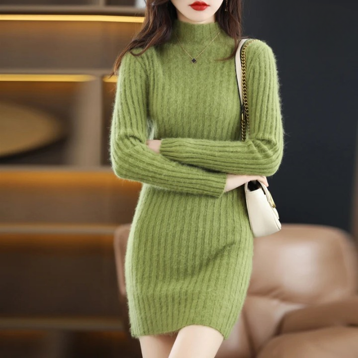 Annegret | Rollkragen-Strickkleid mit langen Ärmeln