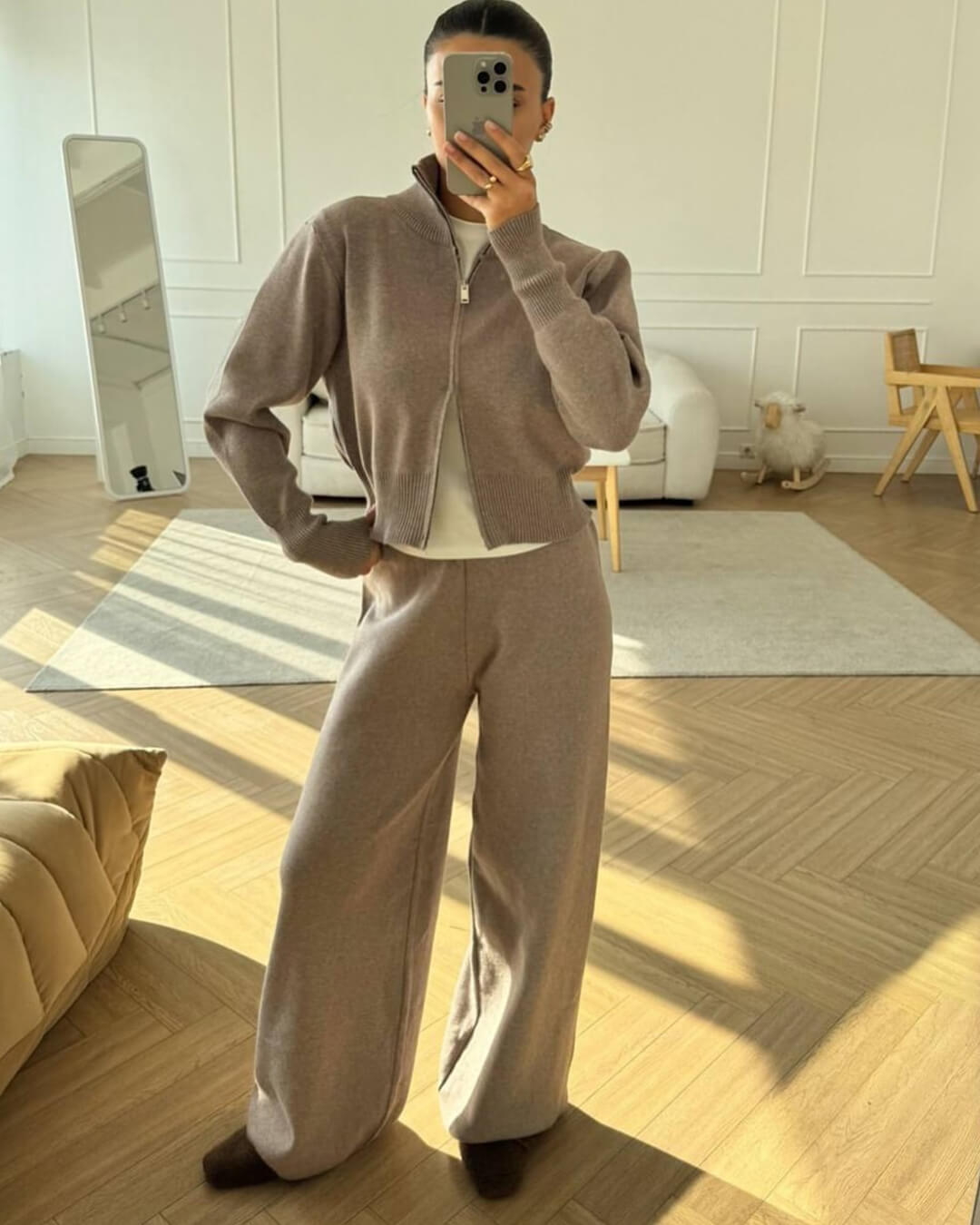Zenzi | Strick-Set mit Zip-Jacke und weiter Hose